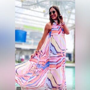 Entro Abstract Multicolor Maxi Dress